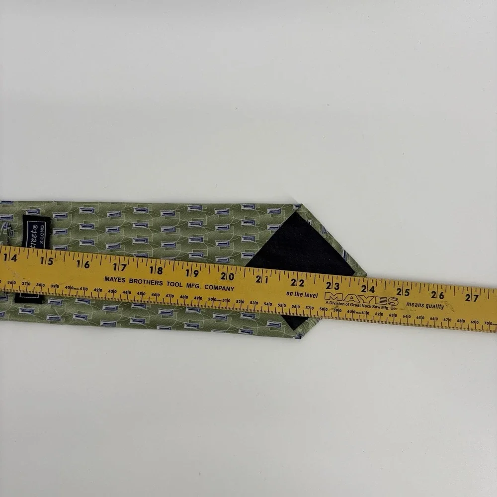 Meeting Street 100% Silk Olive Green and Blue Men's Neck Tie 60 inches‎ long